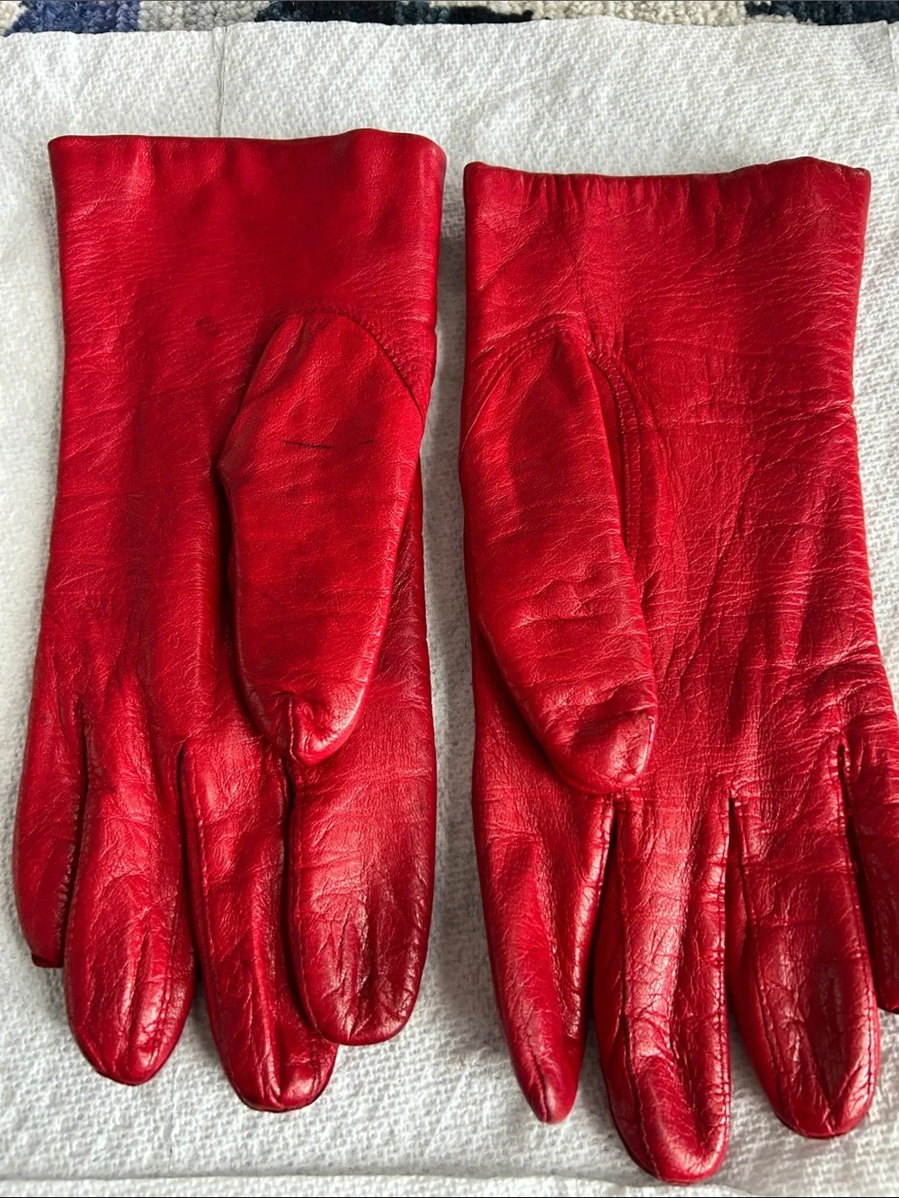 GENUINE Leather Gloves (5 pairs) - Beige, Red, Gray, Teal and Black